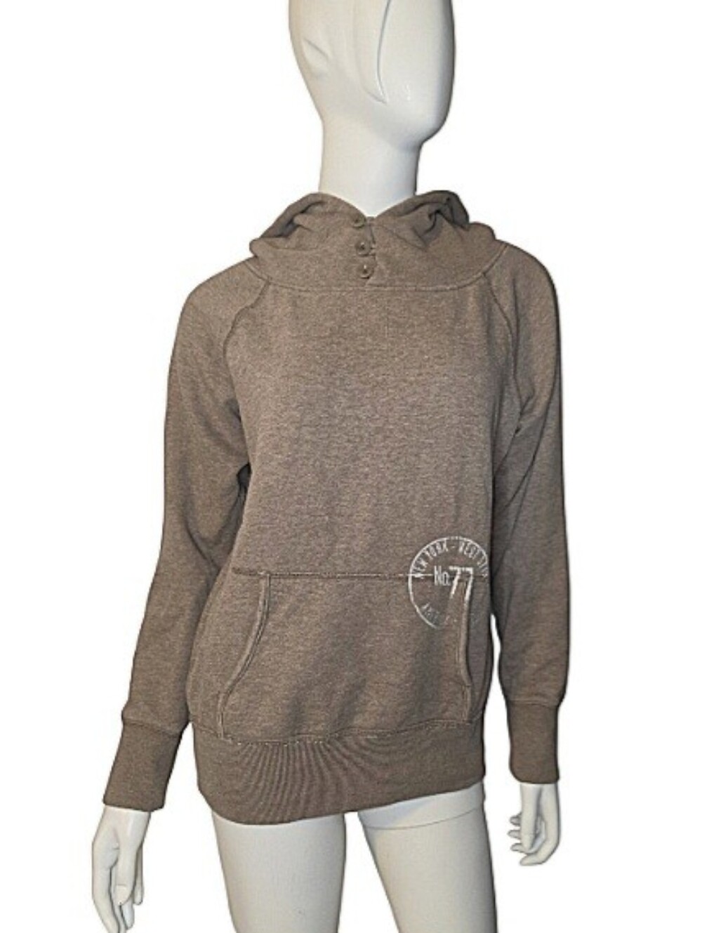 American Eagle Outfitters Button Neck Hoodie Tan/ Brown Size S